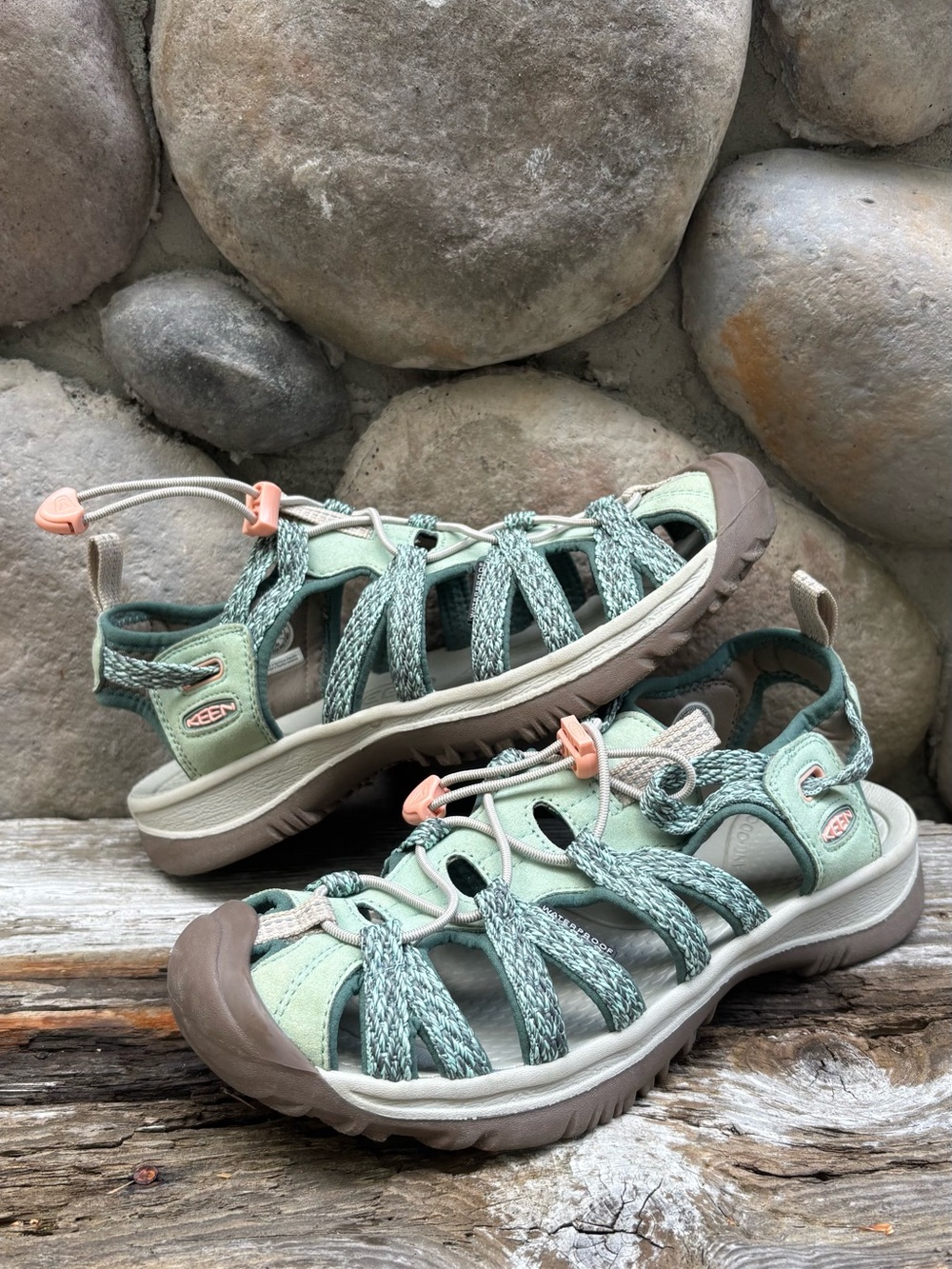 Keen Whisper Sandal- Woman’s  Mint Green and Peach Outdoor Sport Sandals